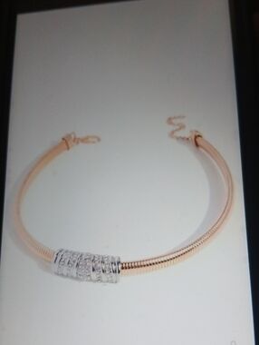 Rose Gold Necklace with Silver Crystal Accent